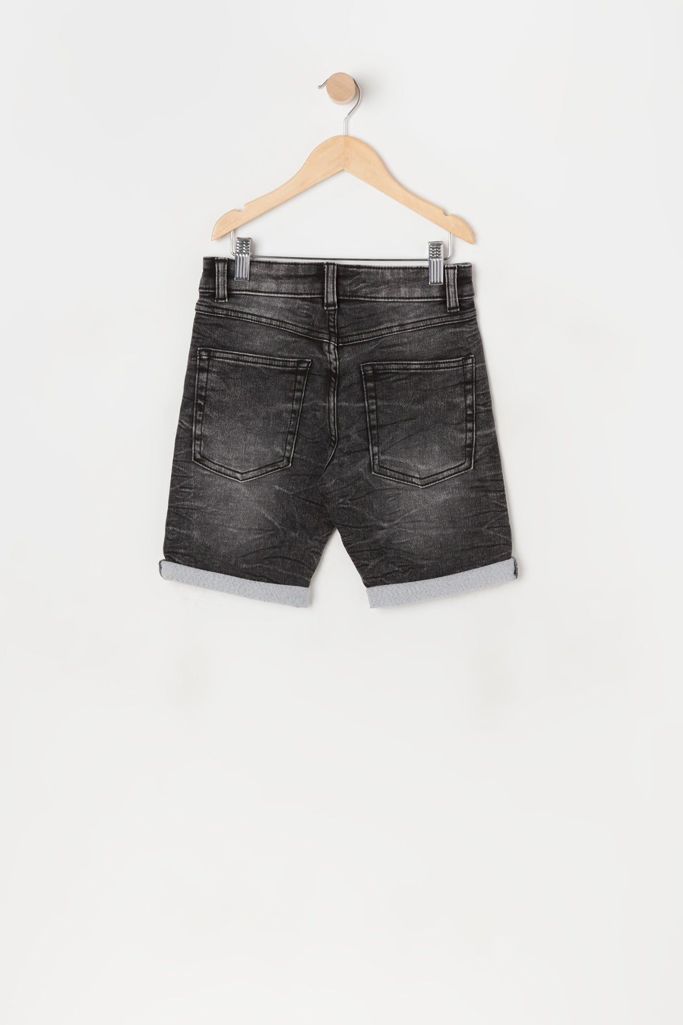 Boys Black Wash Eco-Friendly Distressed Denim Short sold by Urban Planet product image thumbnail 2