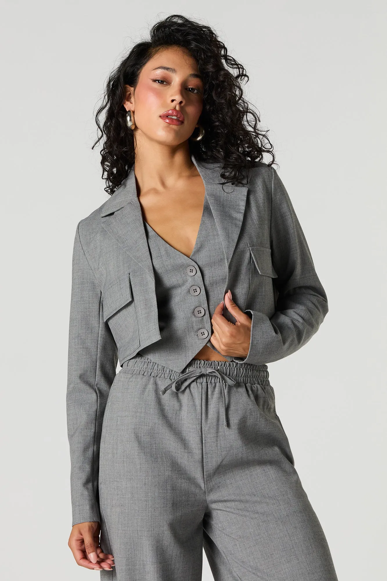 Open Front Cropped Blazer sold by Urban Planet