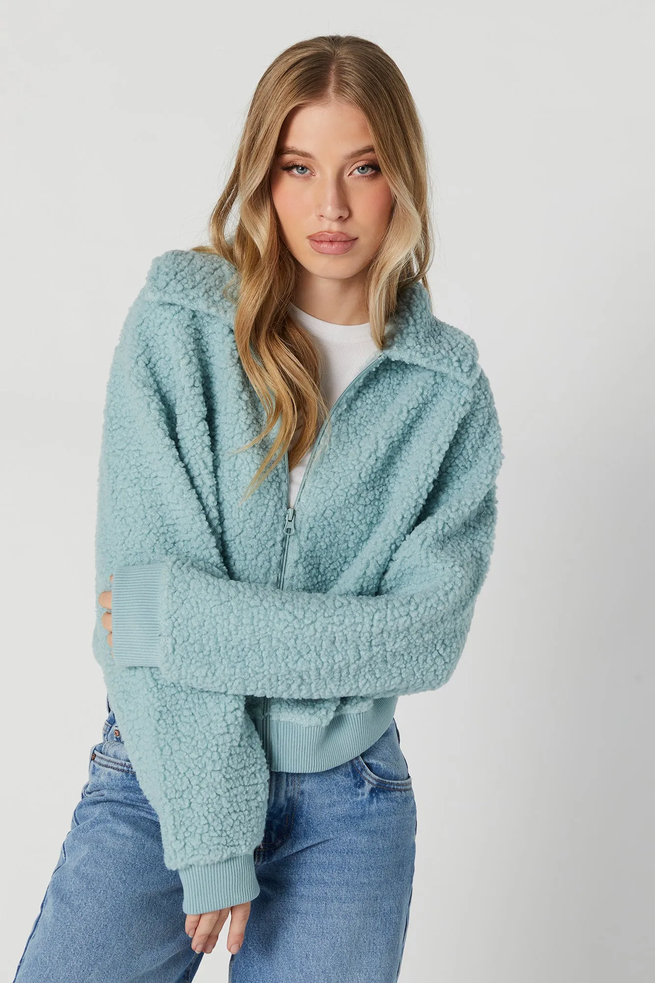 Sherpa Collared Zip-Up Jacket sold by Urban Planet product image thumbnail 4