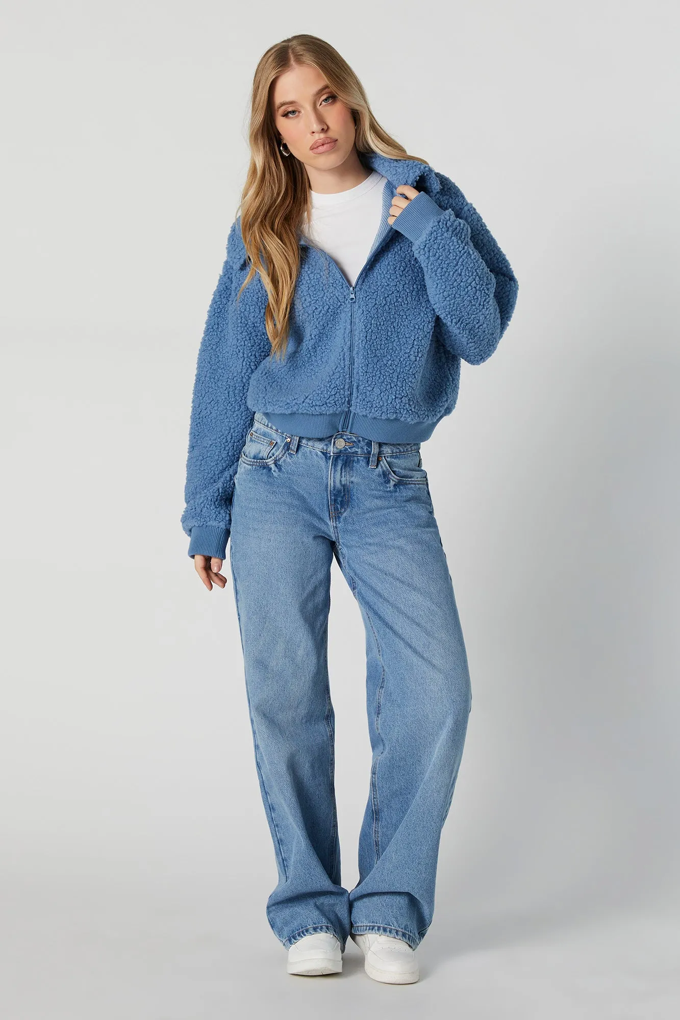 Sherpa Collared Zip-Up Jacket sold by Urban Planet product image thumbnail 3