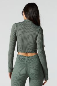 Haut Sommer Ray Active vert sans couture avec fermeture à glissière sold by Urban Planet