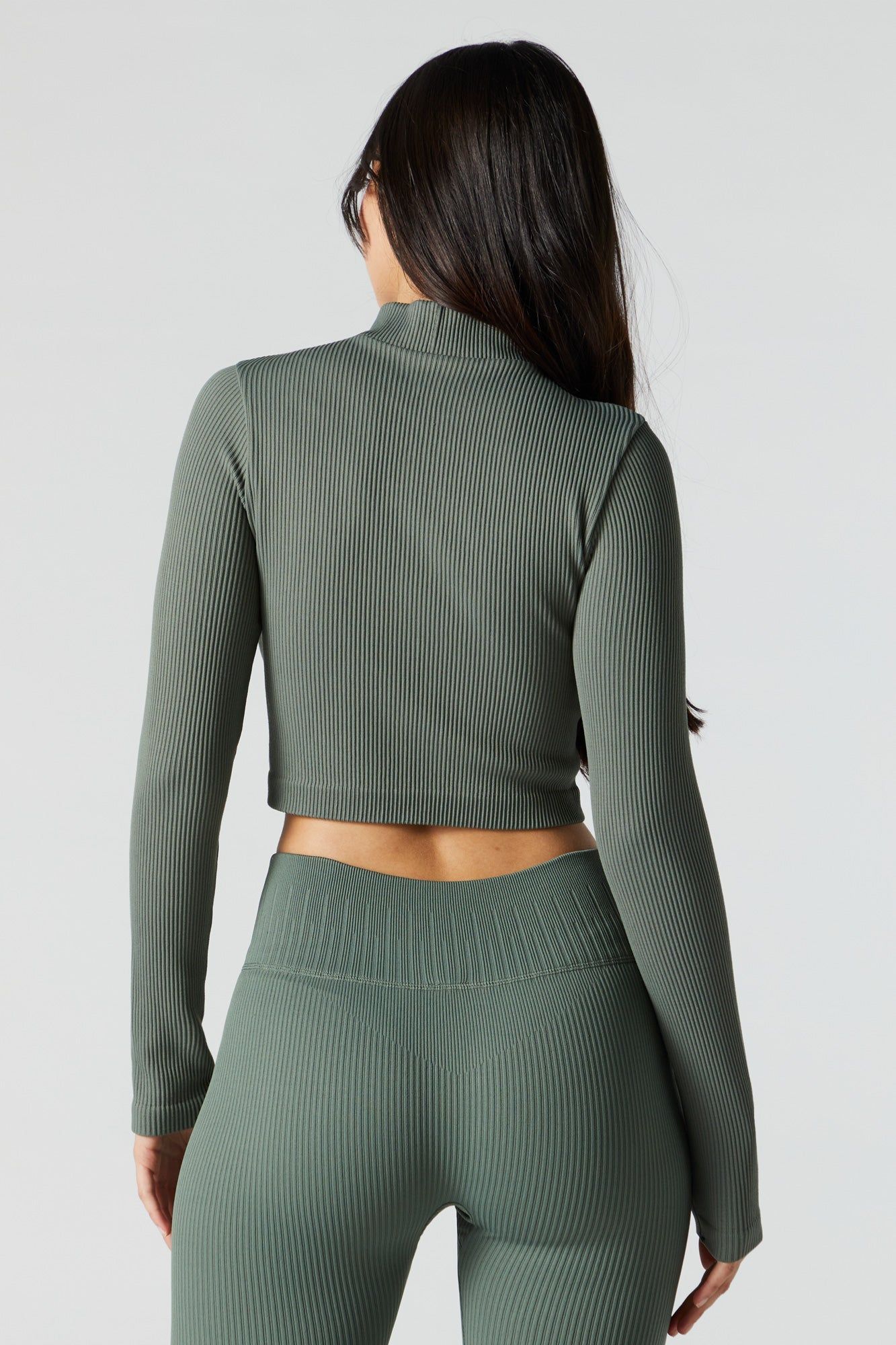 Haut Sommer Ray Active vert sans couture avec fermeture à glissière sold by Urban Planet product image thumbnail 2