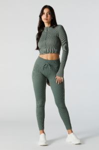 Haut Sommer Ray Active vert sans couture avec fermeture à glissière sold by Urban Planet
