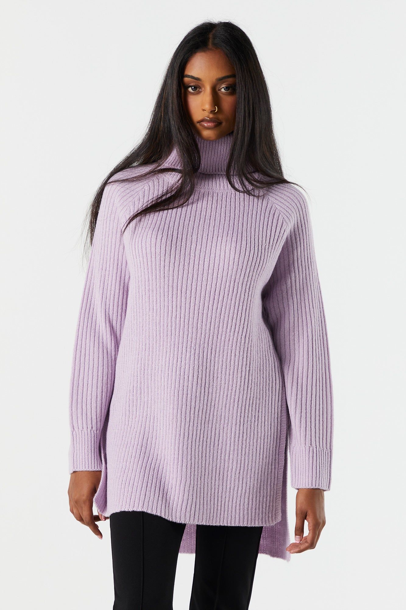 Ribbed Knit Turtleneck Tunic sold by Urban Planet product image thumbnail 4