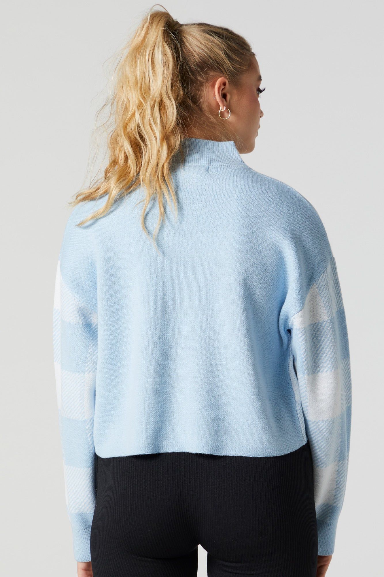 Chandail en tricot à carreaux avec col cheminée sold by Urban Planet product image thumbnail 5