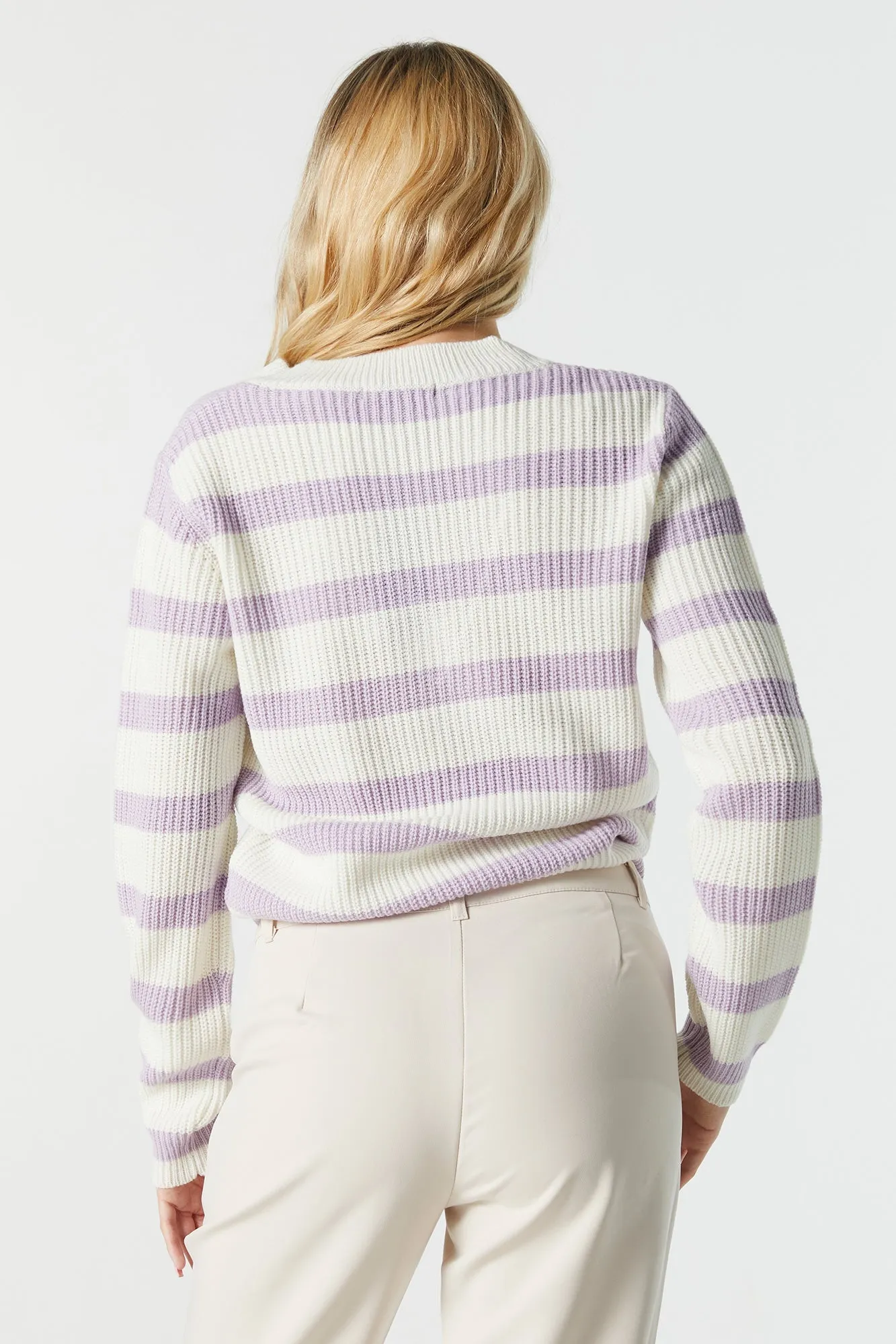 Chandail en tricot Rayé côtelé à encolure en V sold by Urban Planet product image thumbnail 2