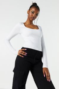 Solid Contour Scoop Neck Long Sleeve Top sold by Urban Planet