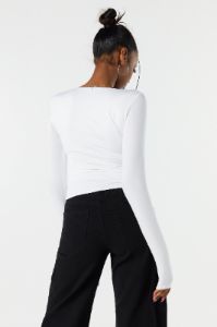 Solid Contour Scoop Neck Long Sleeve Top sold by Urban Planet