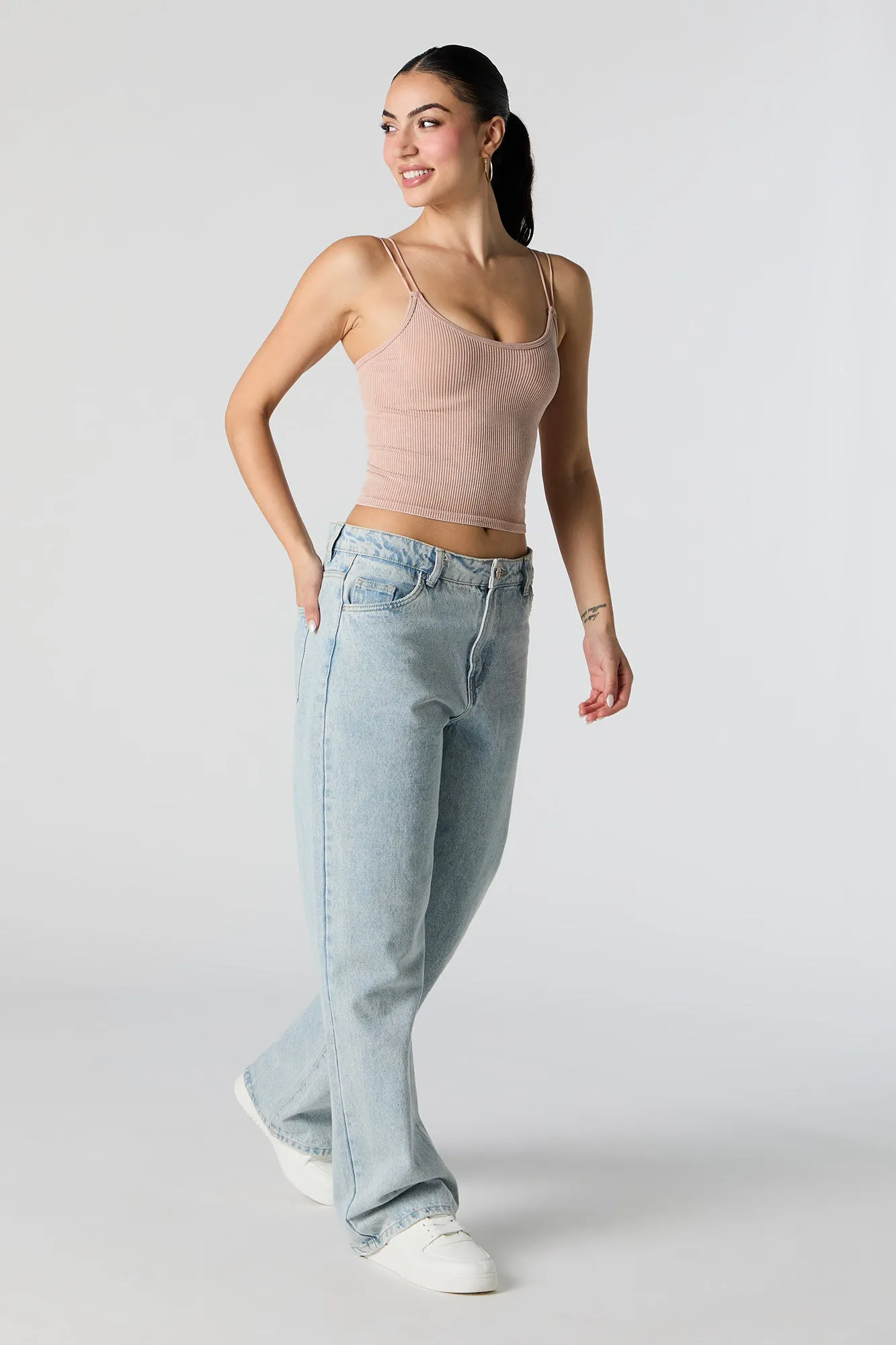 Seamless Ribbed Double Strap Cami sold by Urban Planet product image thumbnail 3