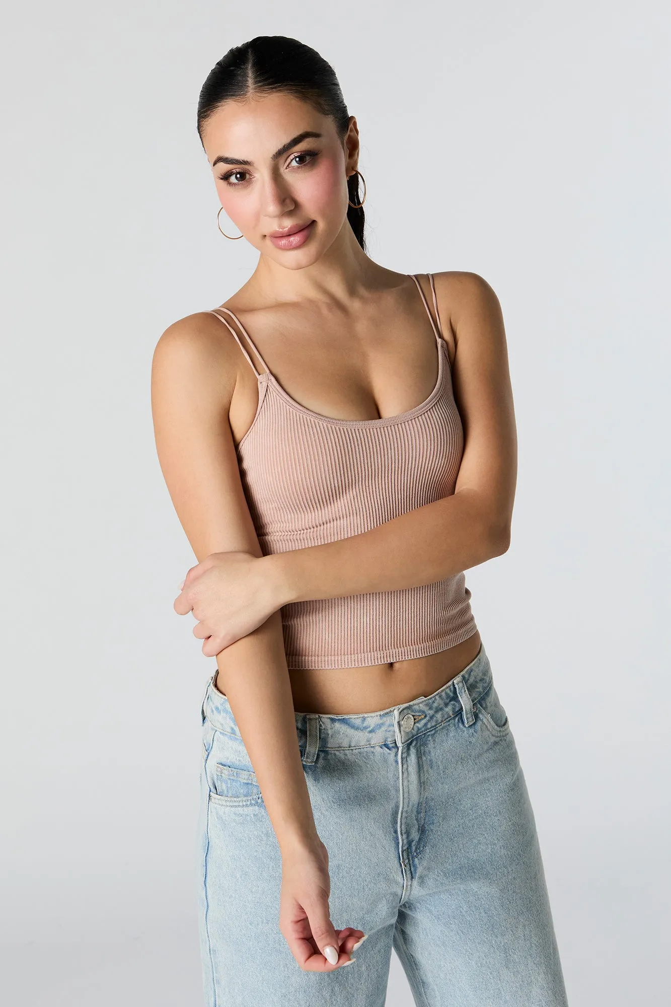 Seamless Ribbed Double Strap Cami sold by Urban Planet