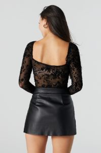 Floral Mesh Long Sleeve Bustier Top sold by Urban Planet