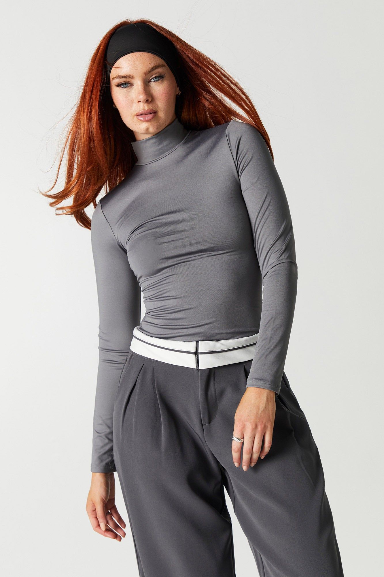 Contour Mock Neck Long Sleeve Top sold by Urban Planet