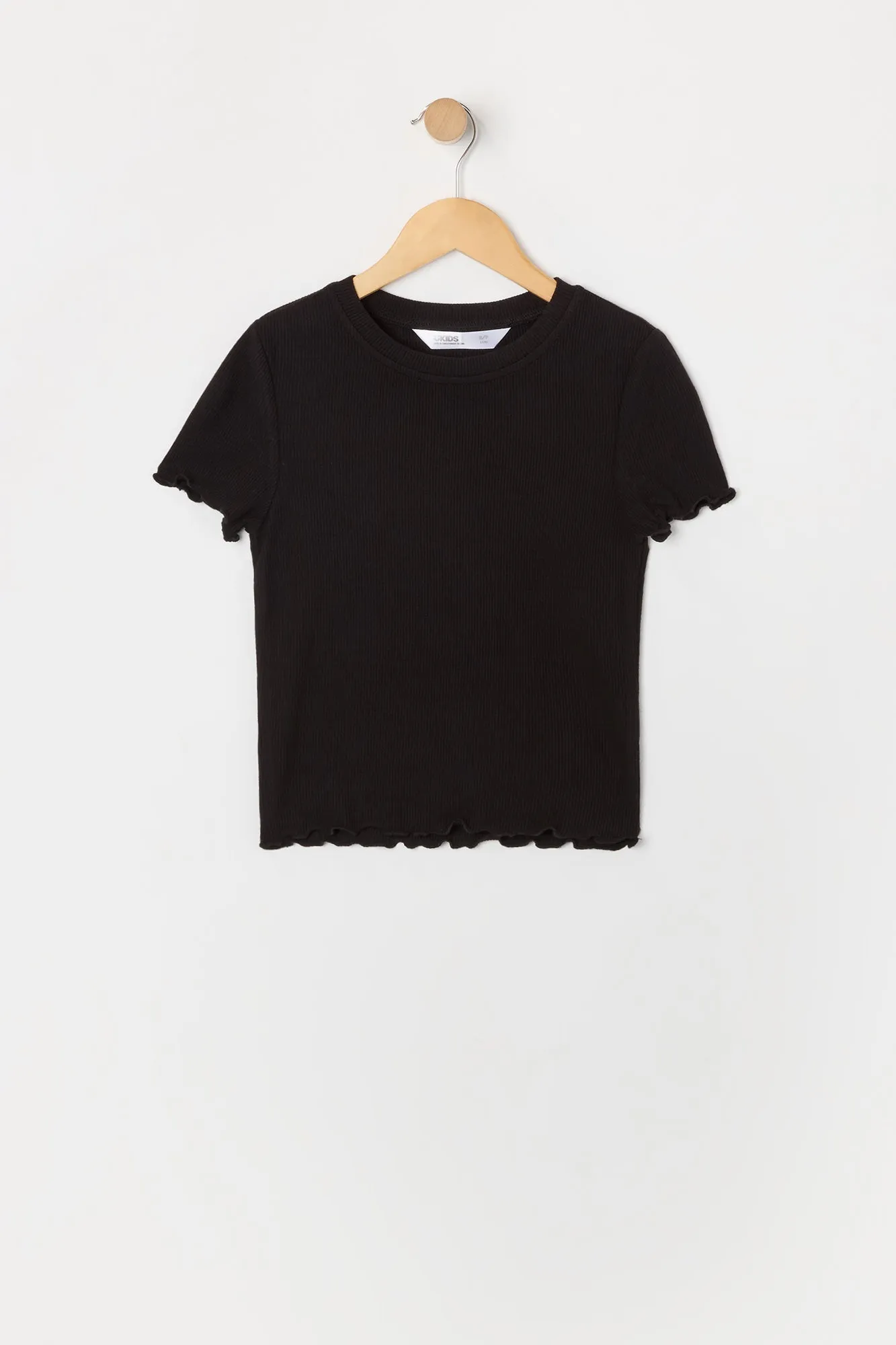 T-shirt ultracourt côtelé avec ourlet volanté pour fille sold by Urban Planet product image thumbnail 3