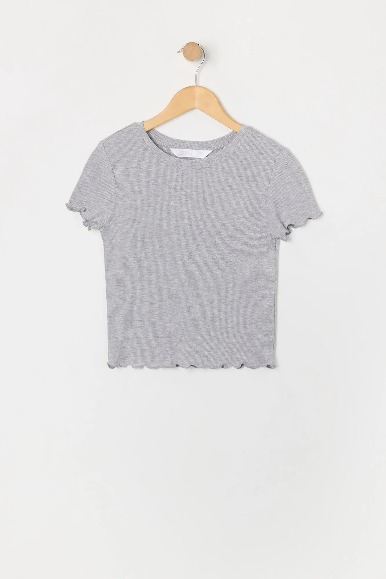 T-shirt ultracourt côtelé avec ourlet volanté pour fille sold by Urban Planet product image thumbnail 5