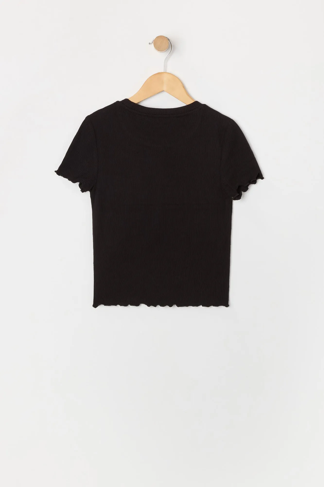 T-shirt ultracourt côtelé avec ourlet volanté pour fille sold by Urban Planet product image thumbnail 4