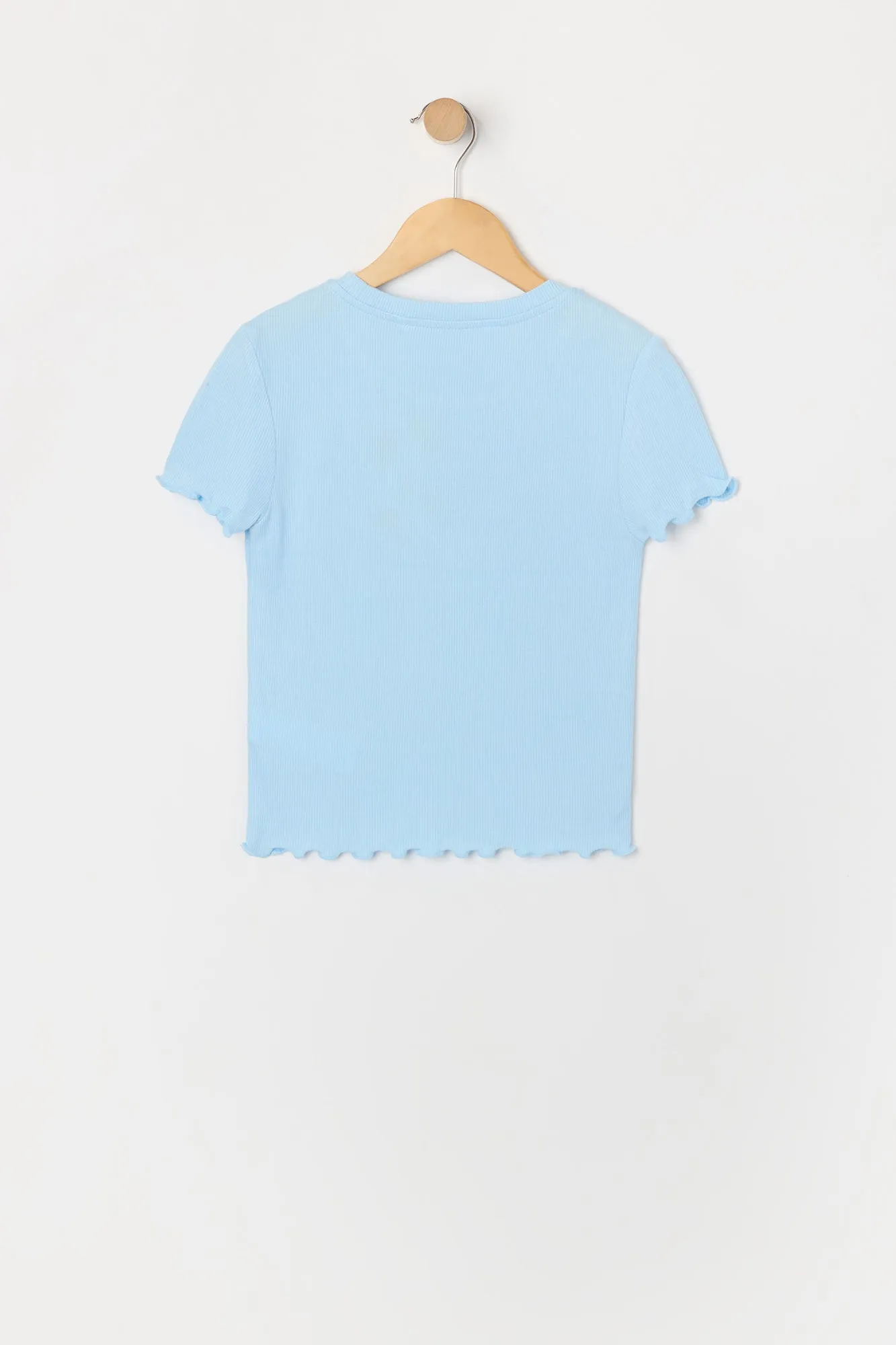 T-shirt ultracourt côtelé avec ourlet volanté pour fille sold by Urban Planet product image thumbnail 2