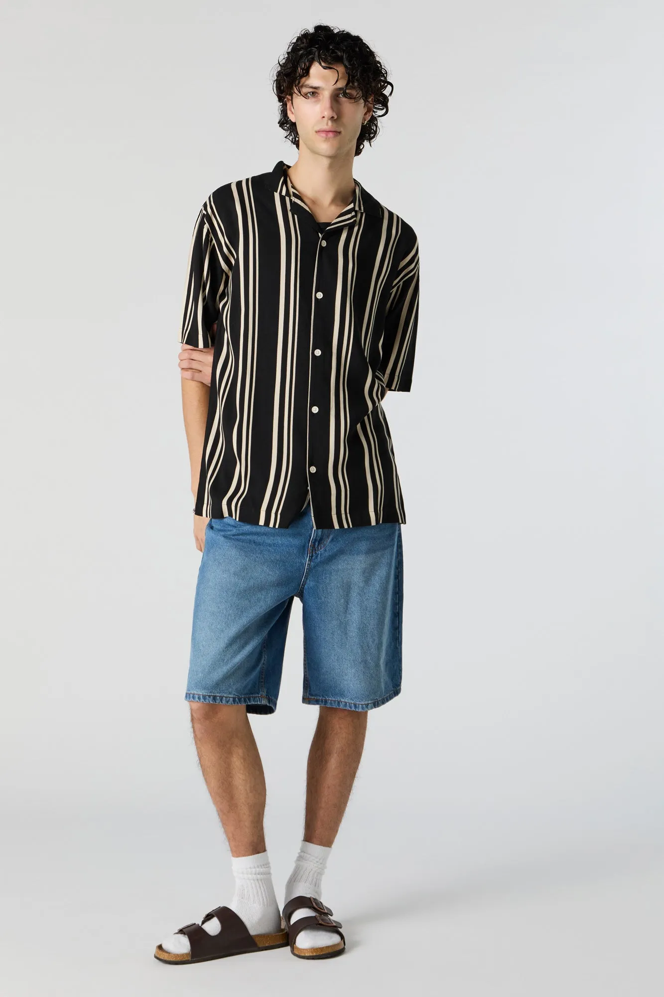 Haut boutonné rayé noir sold by Urban Planet product image thumbnail 3