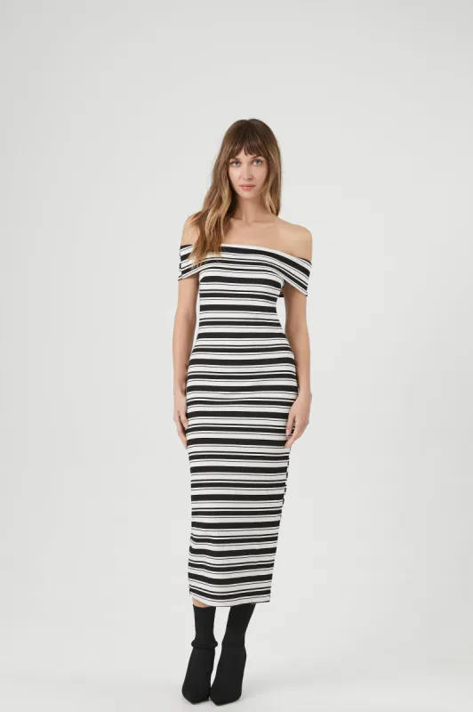 Robe midi rayée à épaules dénudées sold by Urban Planet