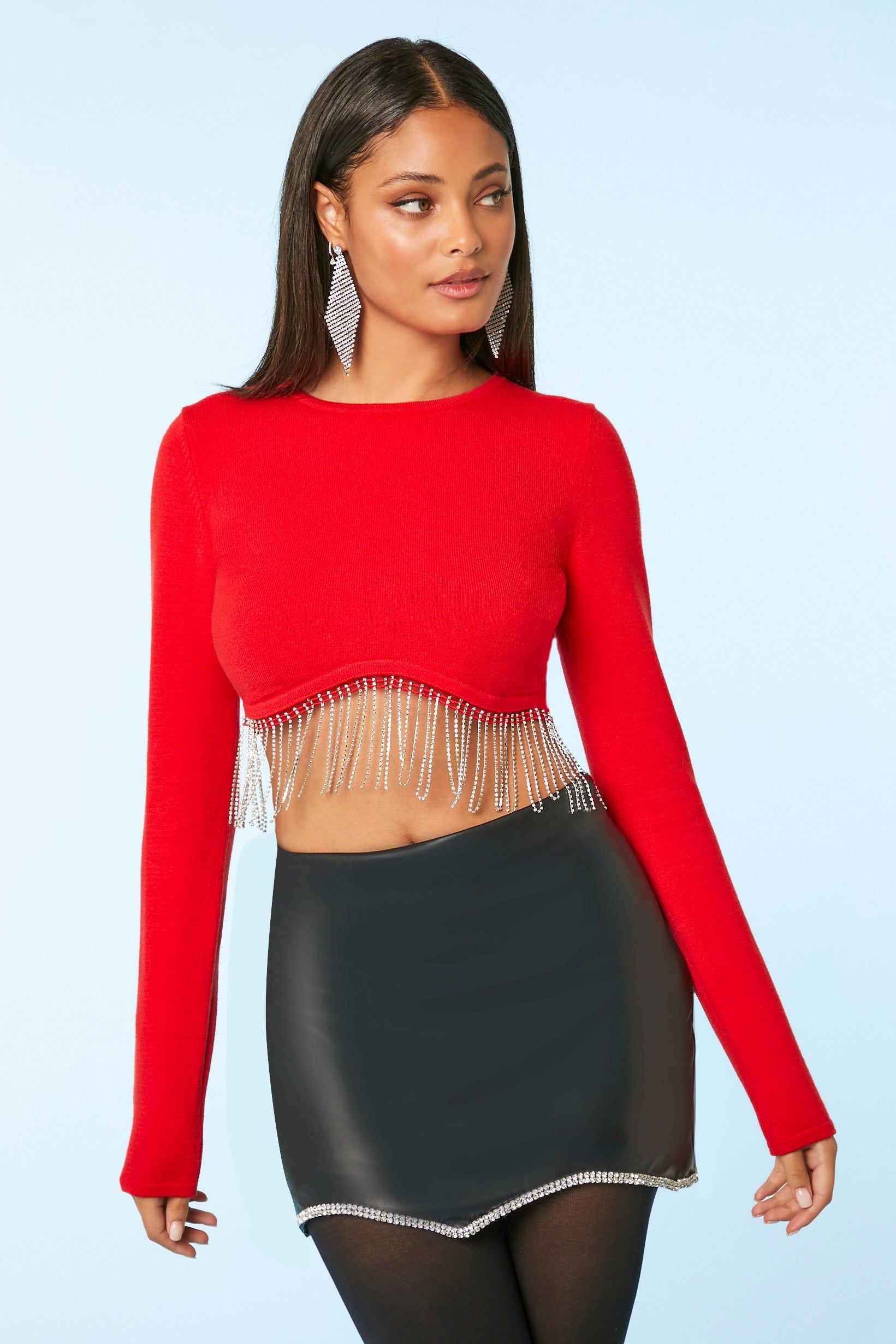 Rhinestone-Fringe Crop Top sold by Urban Planet product image thumbnail 2