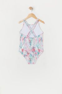 Girls Sparkle Tropical Print Crisscross Back One Piece Swimsuit with built-in cups sold by Urban Planet