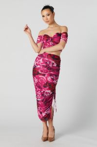 Ruched Mesh Drawstring Midi Skirt sold by Urban Planet