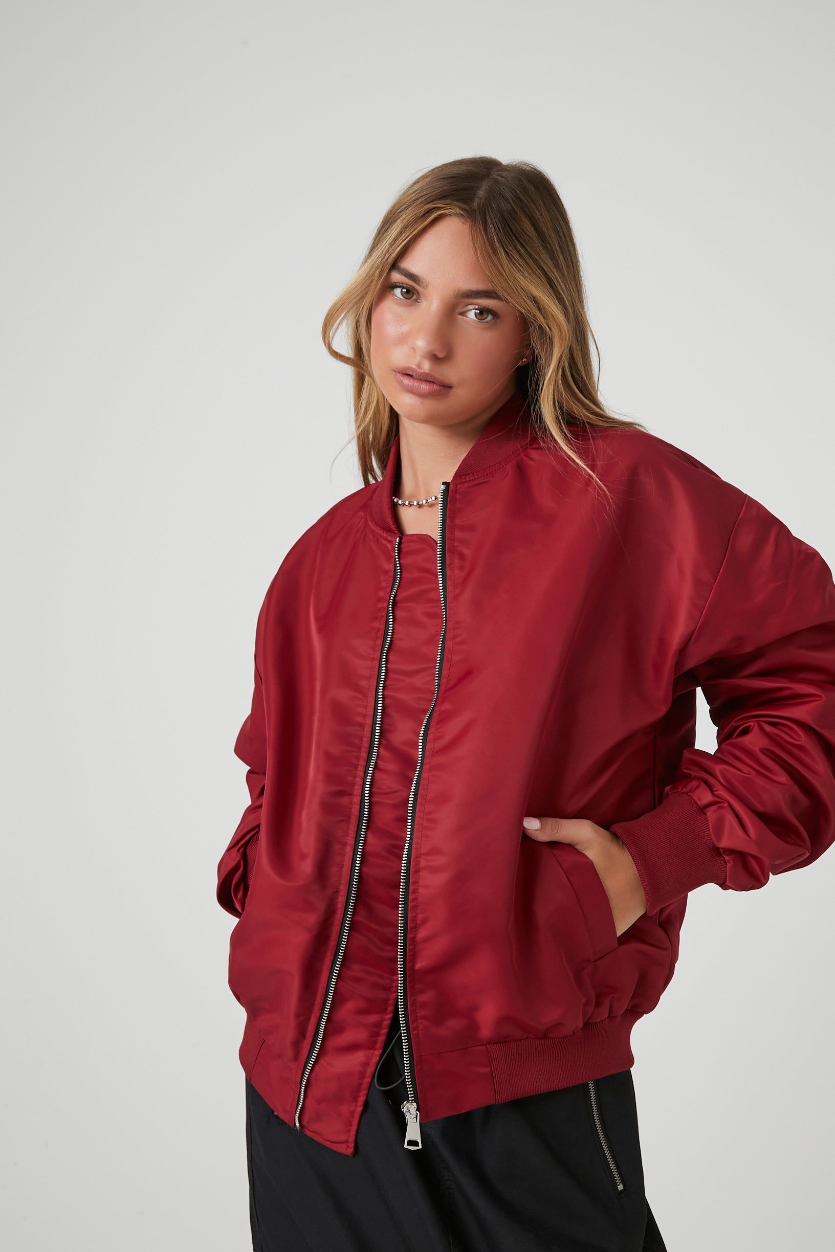 Zip-Up Bomber Jacket sold by Urban Planet