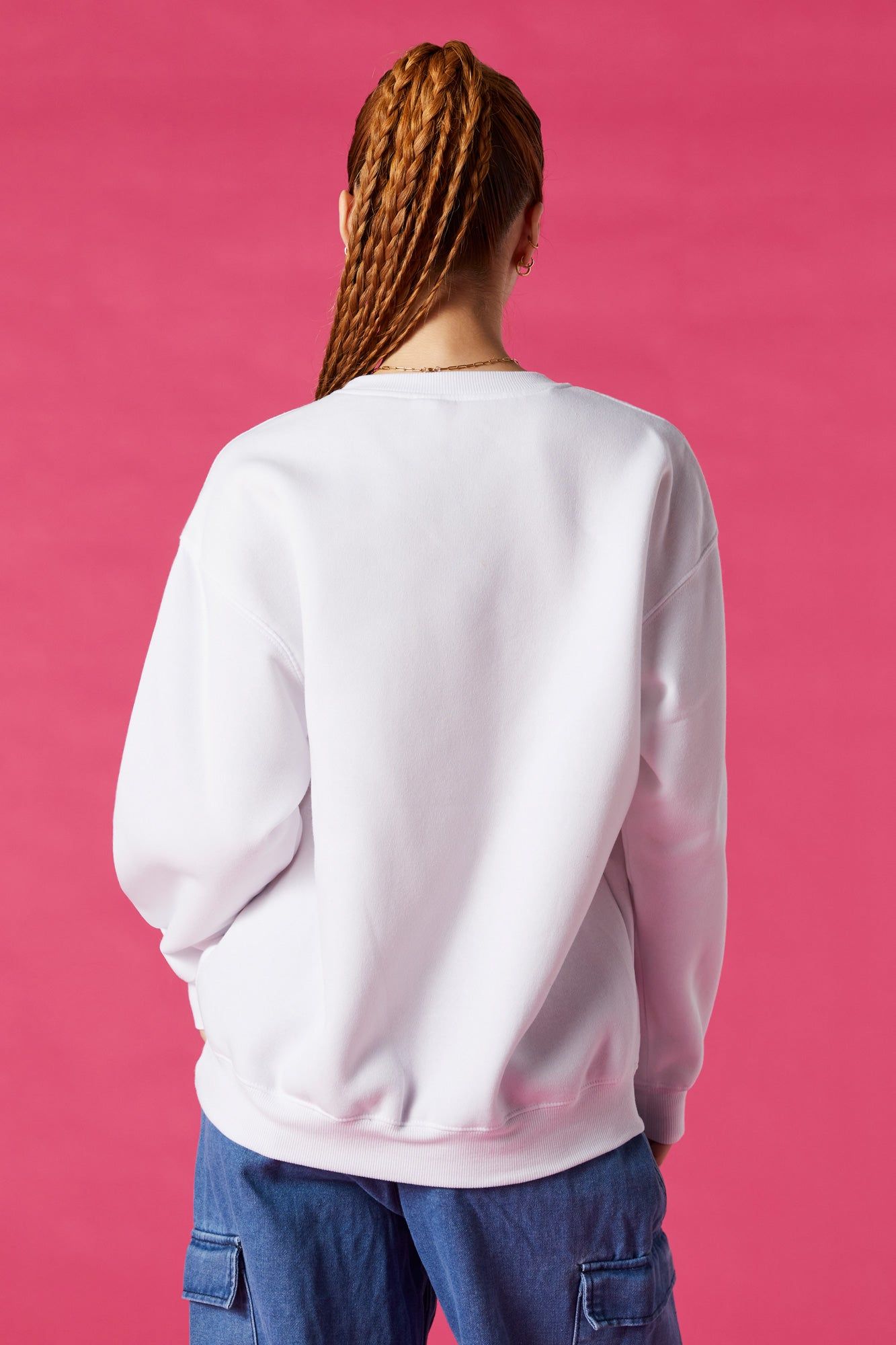 Barbie™ White Graphic Fleece Sweatshirt sold by Urban Planet product image thumbnail 3