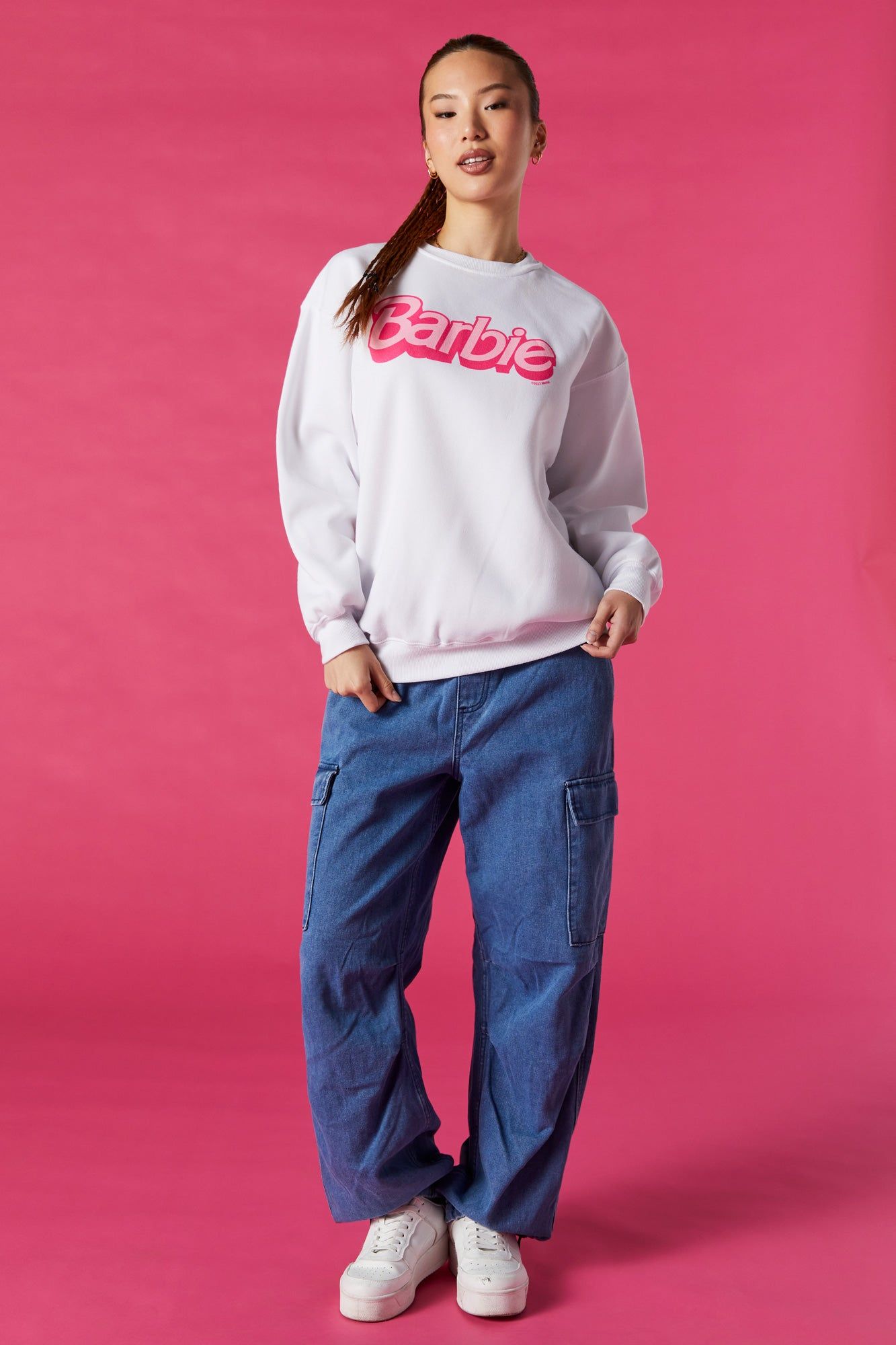 Barbie™ White Graphic Fleece Sweatshirt sold by Urban Planet product image thumbnail 4