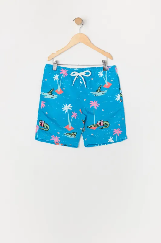 Boys Gator Print Board Short sold by Urban Planet