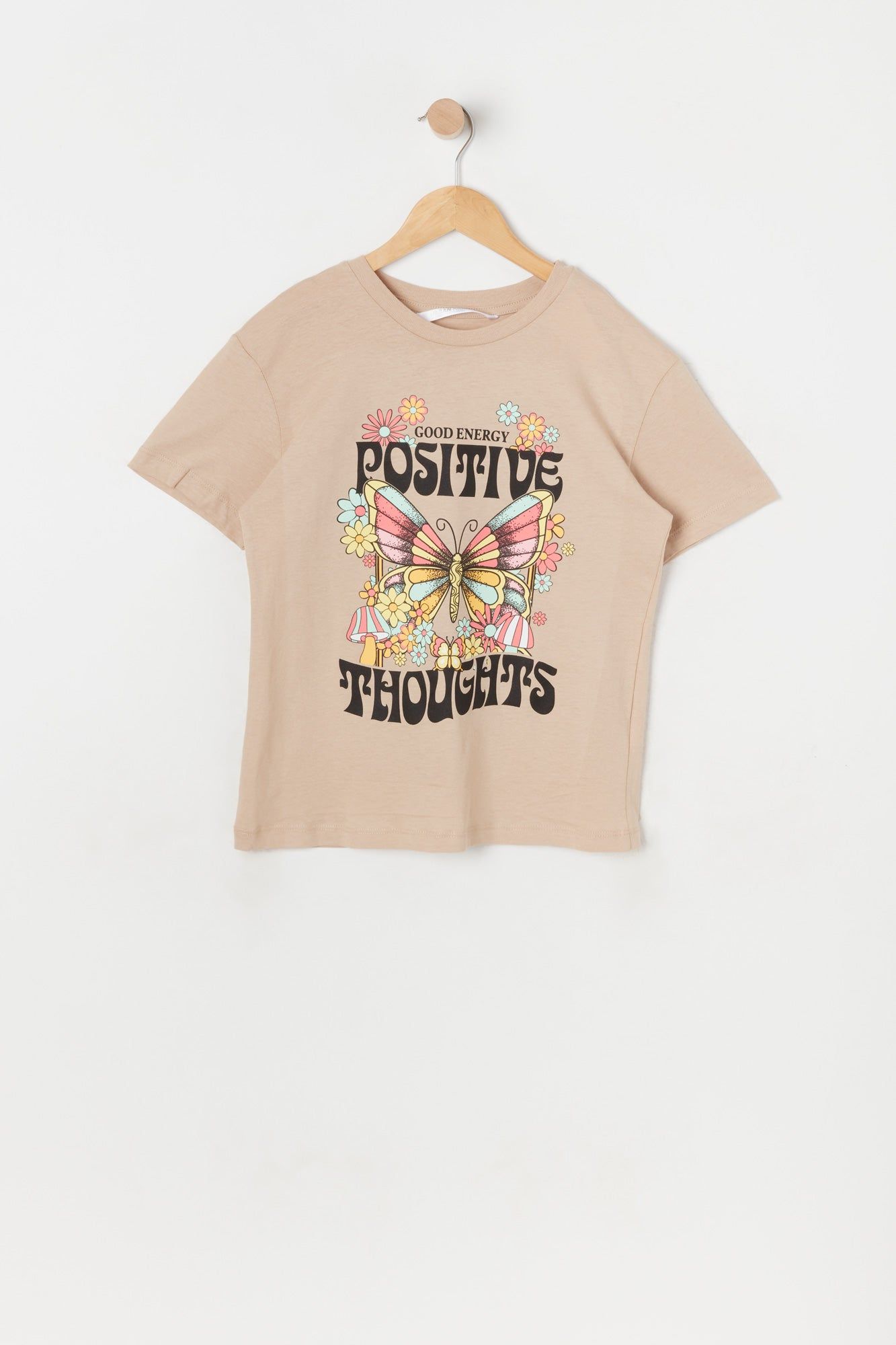Girls Positive Thoughts Graphic Boyfriend T-Shirt sold by Urban Planet