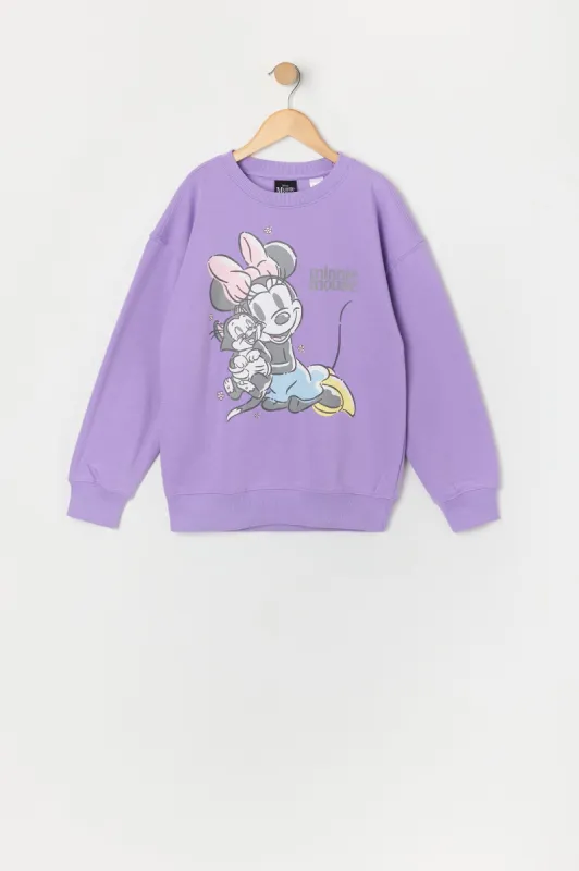 Girls Minnie and Kitty Graphic Fleece Sweatshirt sold by Urban Planet