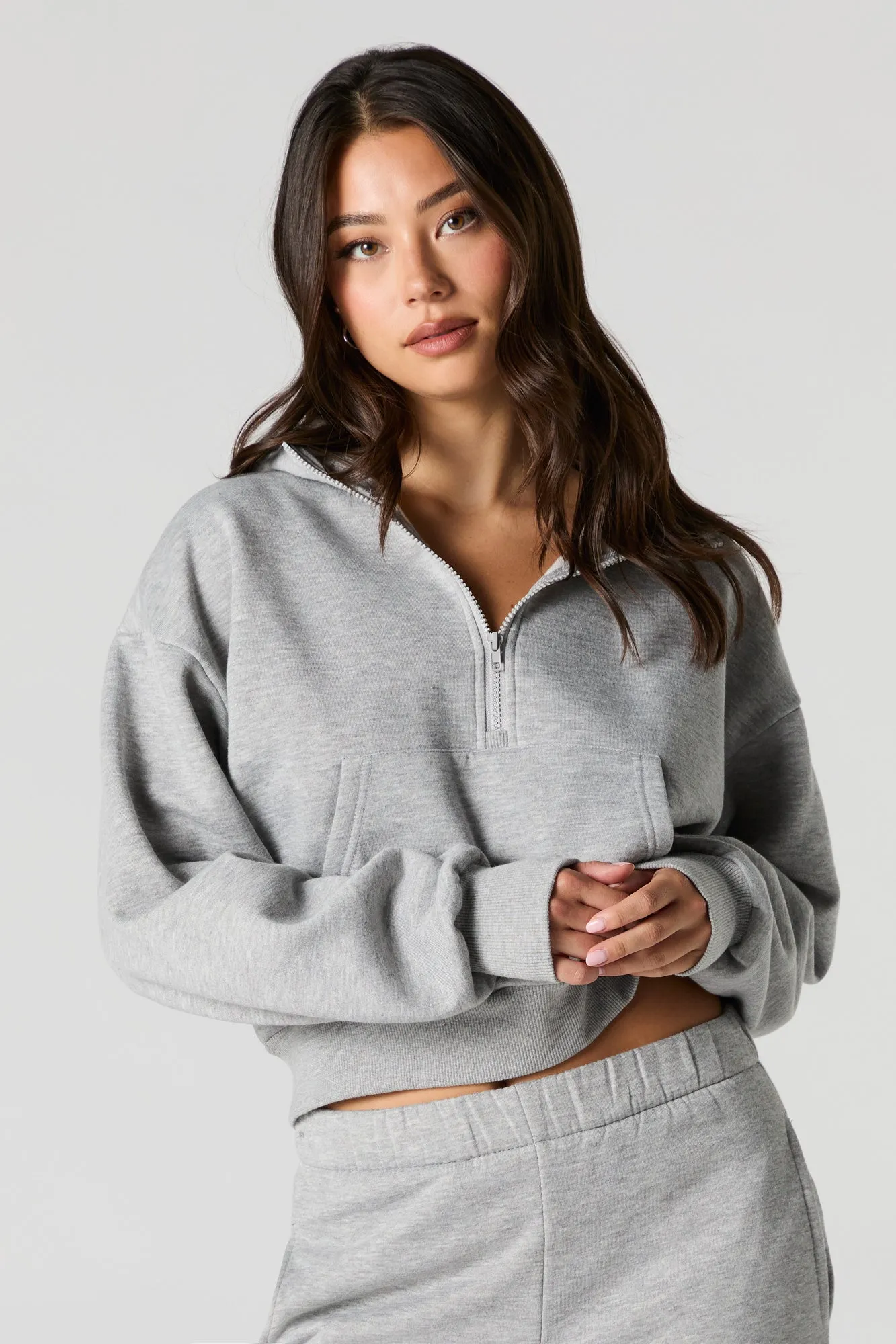 Fleece Half Zip Hoodie sold by Urban Planet