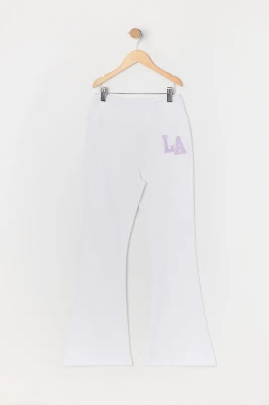 Pantalon à jambe évasée en molleton avec motif brodé LA pour fille sold by Urban Planet