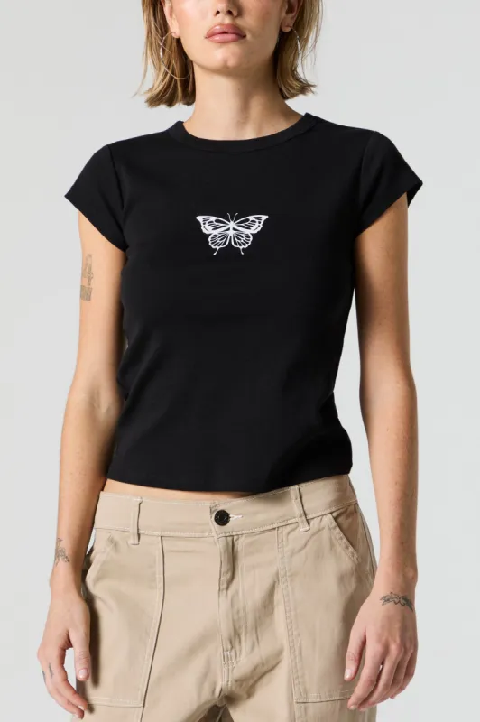 Butterfly Graphic Fitted T-Shirt sold by Urban Planet