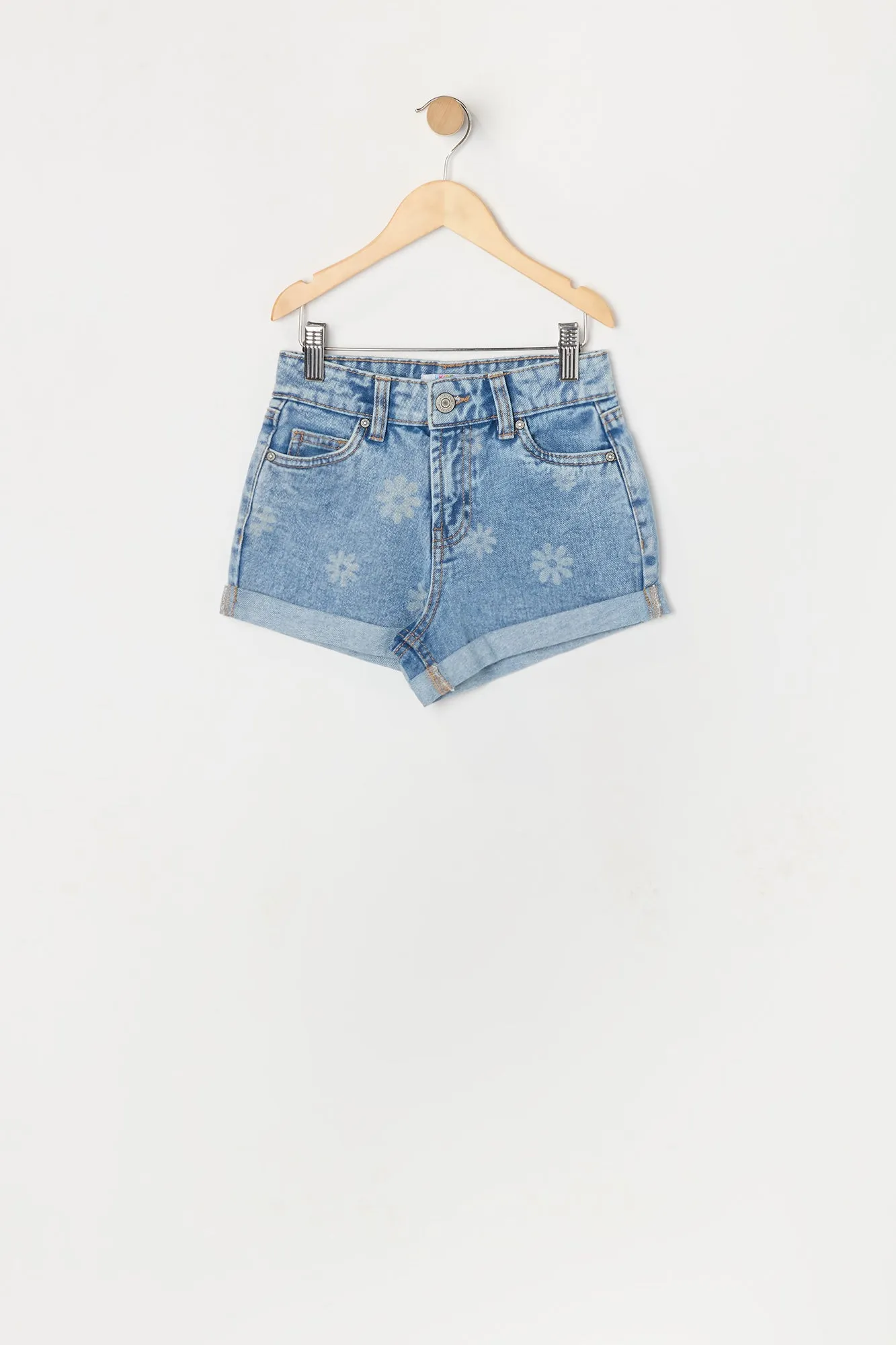 Girls Daisy Print Denim Mom Short sold by Urban Planet