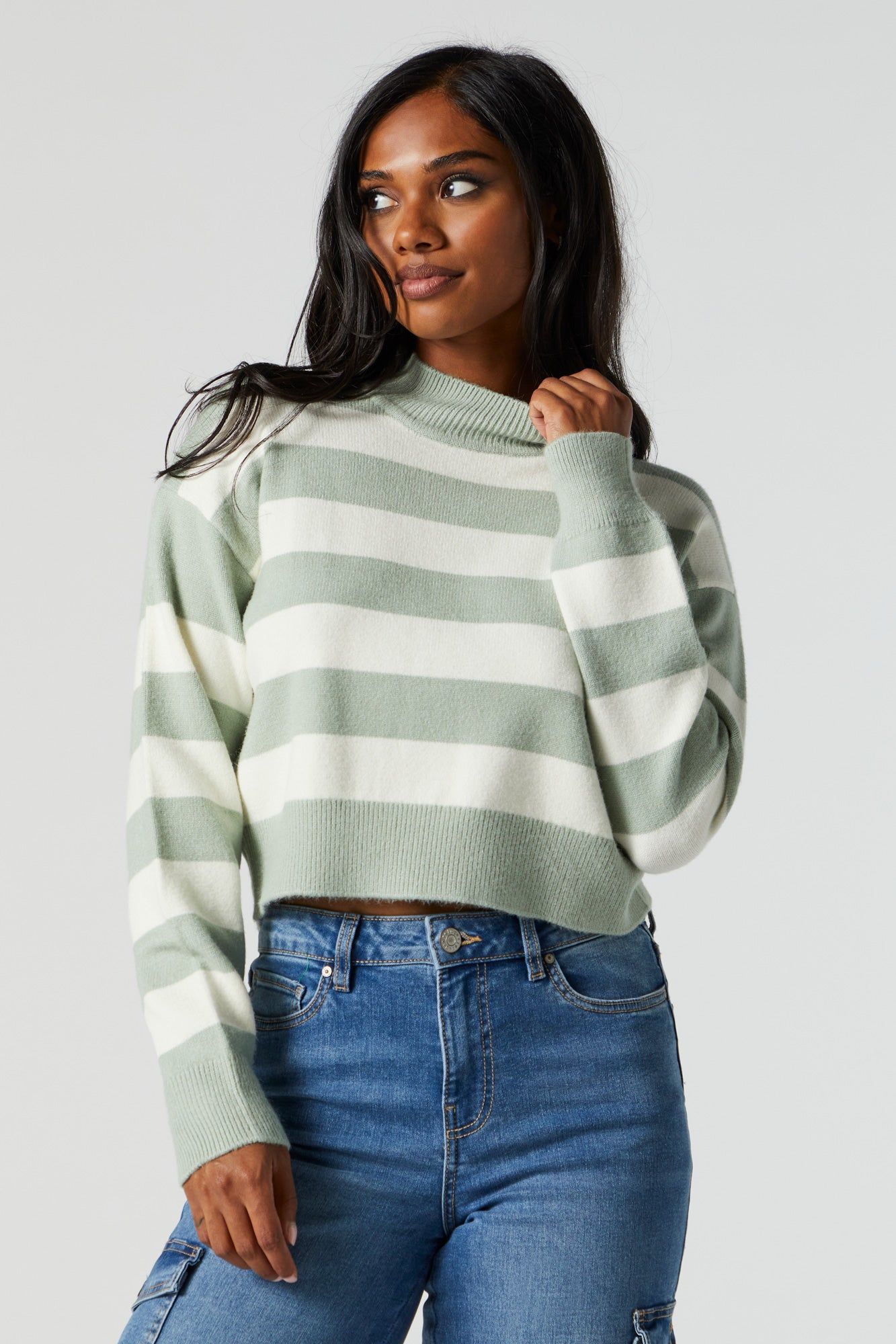 Striped Mock Neck Sweater sold by Urban Planet product image thumbnail 4