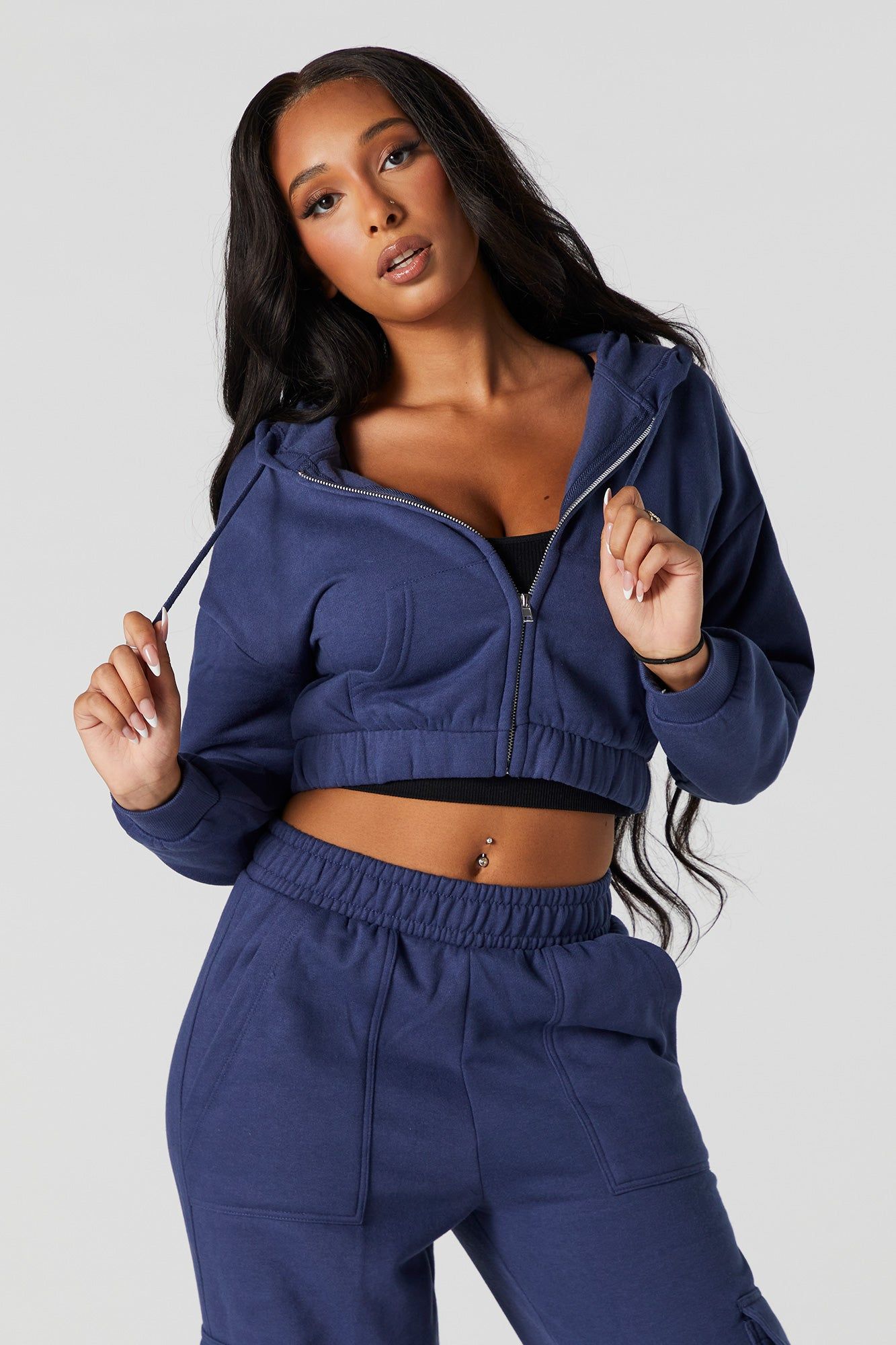 Haut court à capuchon en molleton avec fermeture à glissière sold by Urban Planet product image thumbnail 4