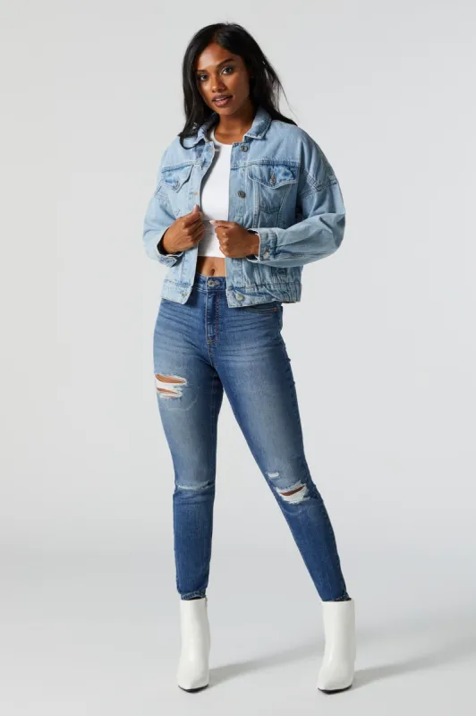 Miami Dark Wash Distressed High Rise Jean sold by Urban Planet