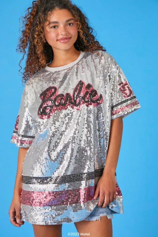 Robe t-shirt à imprimé Barbie™ avec paillettes sold by Urban Planet