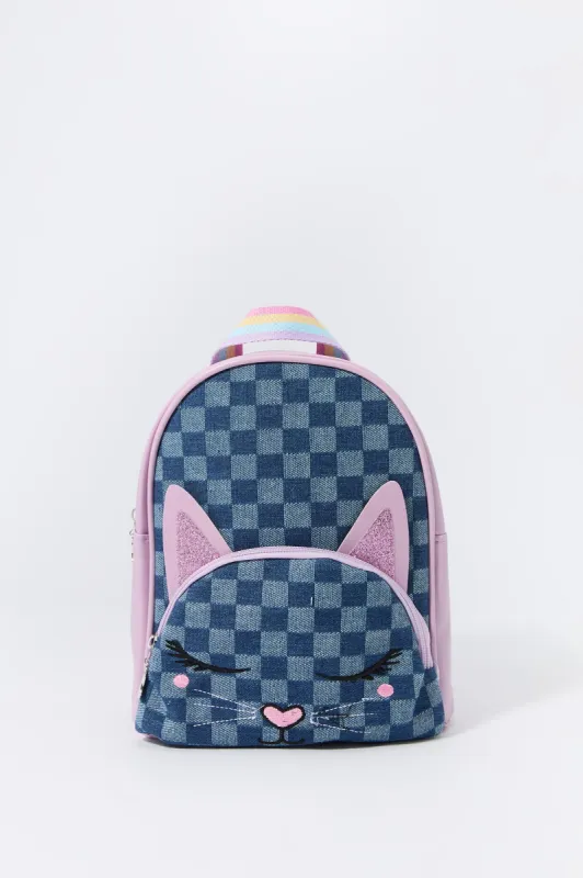 Girls Checkered Kitty Backpack sold by Urban Planet