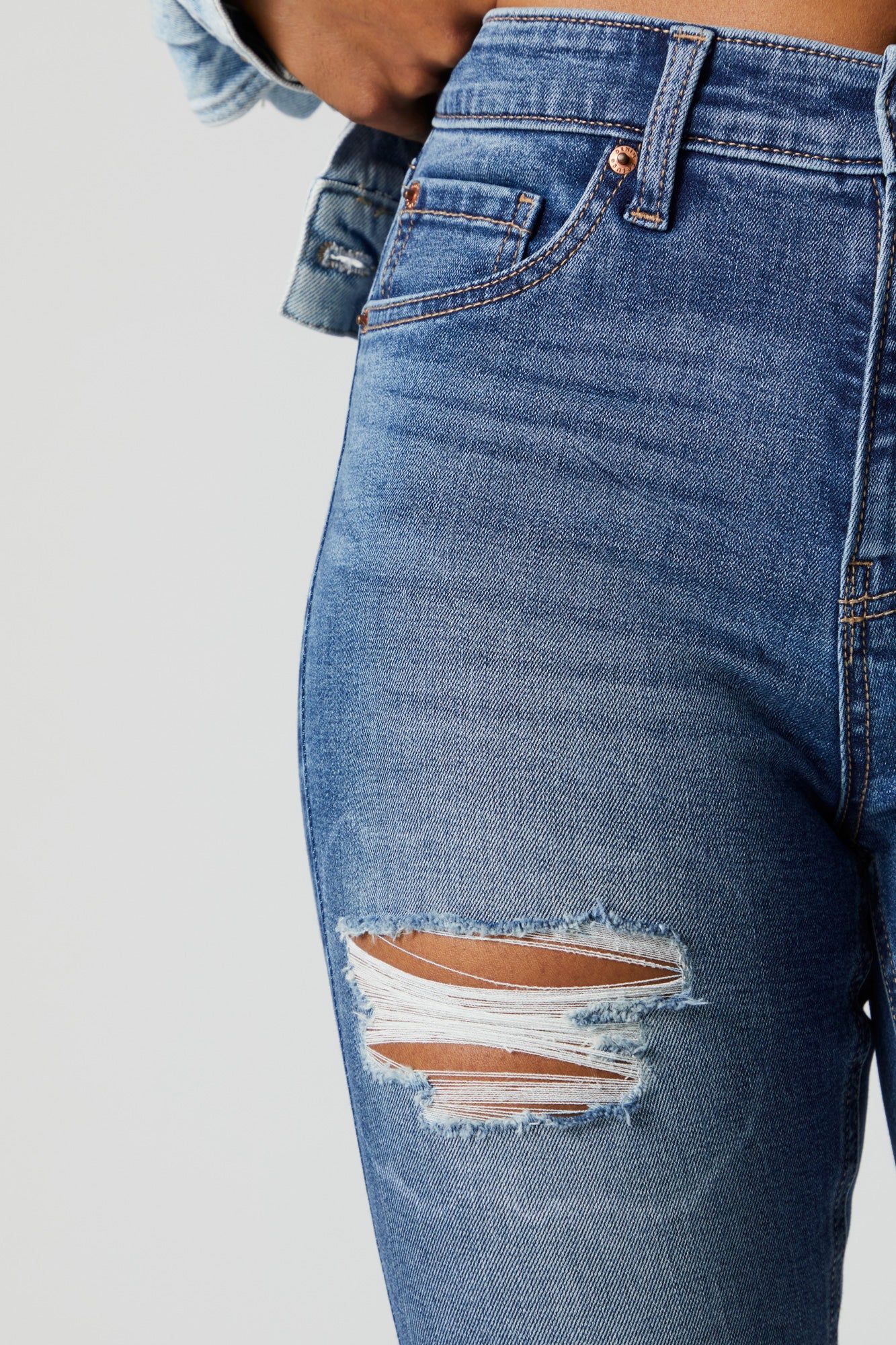 Miami Dark Wash Distressed High Rise Jean sold by Urban Planet product image thumbnail 4