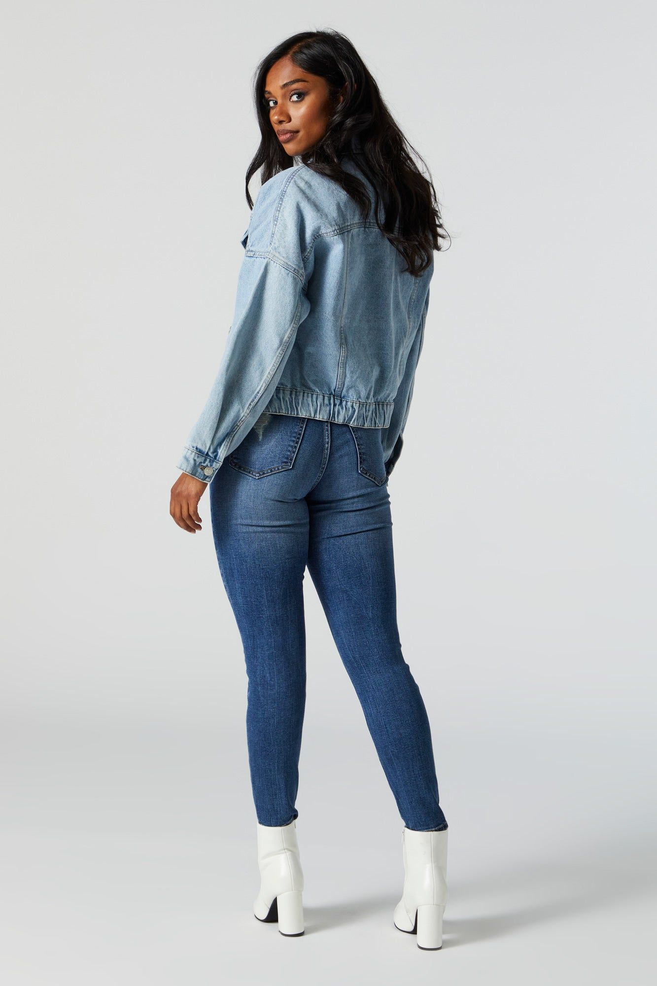 Miami Dark Wash Distressed High Rise Jean sold by Urban Planet product image thumbnail 3