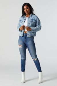 Miami Dark Wash Distressed High Rise Jean sold by Urban Planet