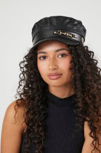 Faux-Leather Cabbie Hat sold by Urban Planet