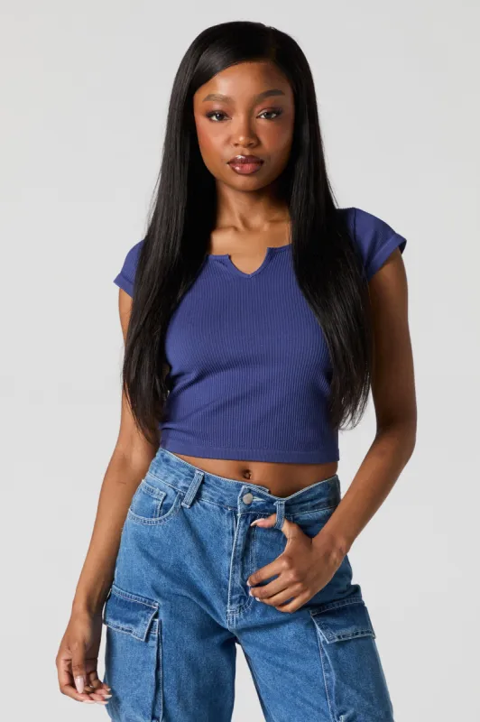 Seamless Scoop Neck Notch T-Shirt sold by Urban Planet