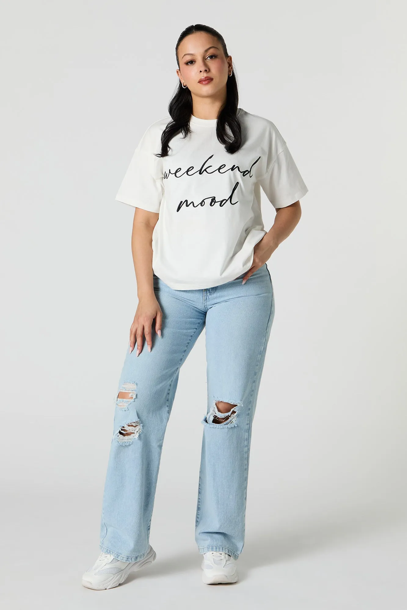 T-shirt avec motif brodé Weekend Mood sold by Urban Planet product image thumbnail 3