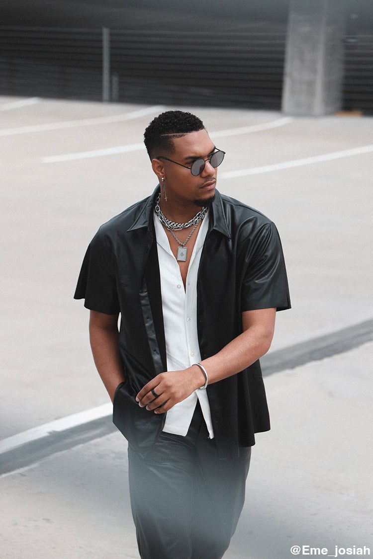 Faux Leather Button-Up Top sold by Urban Planet