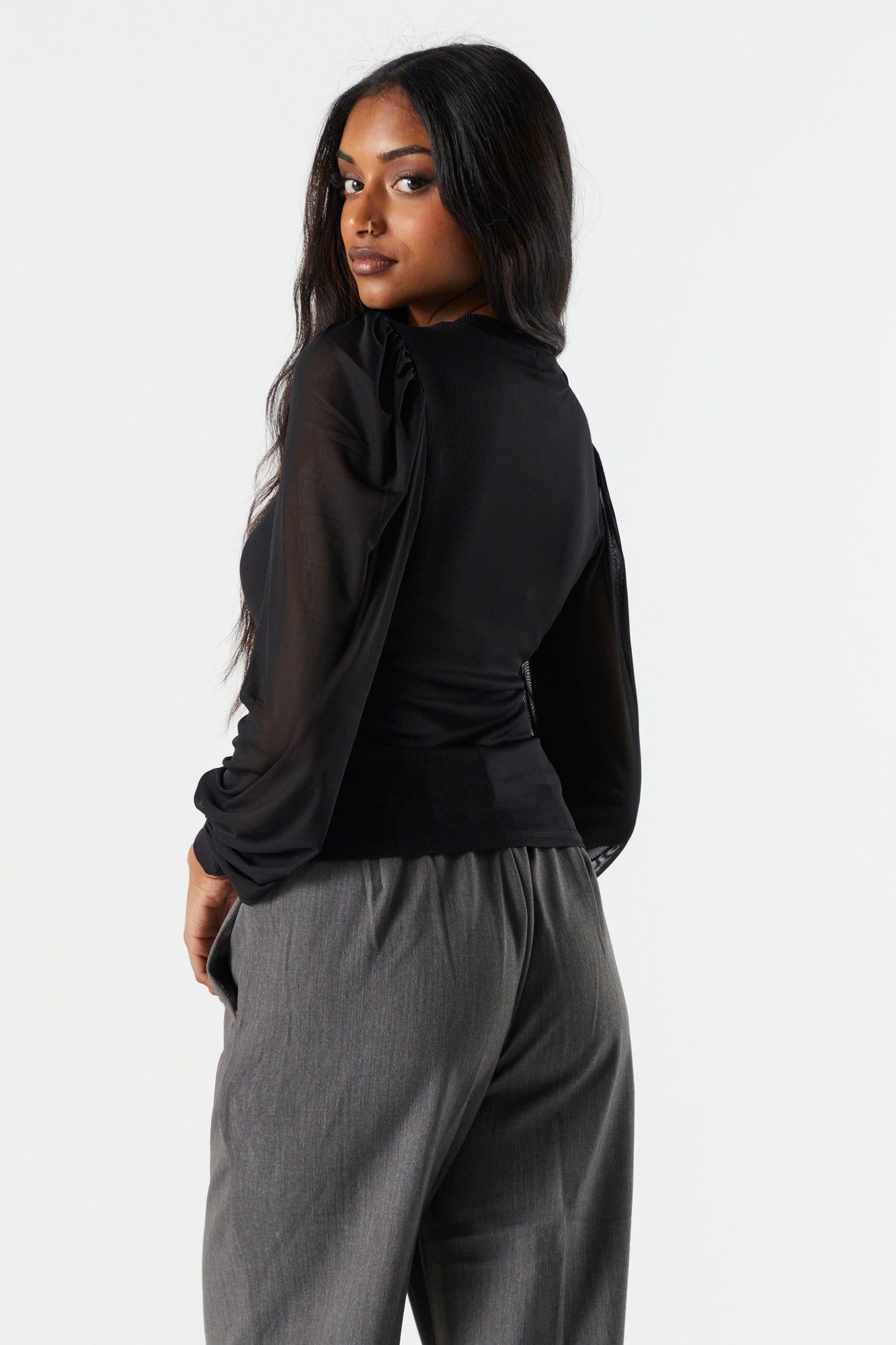 Mesh Sleeve Blouse sold by Urban Planet product image thumbnail 5