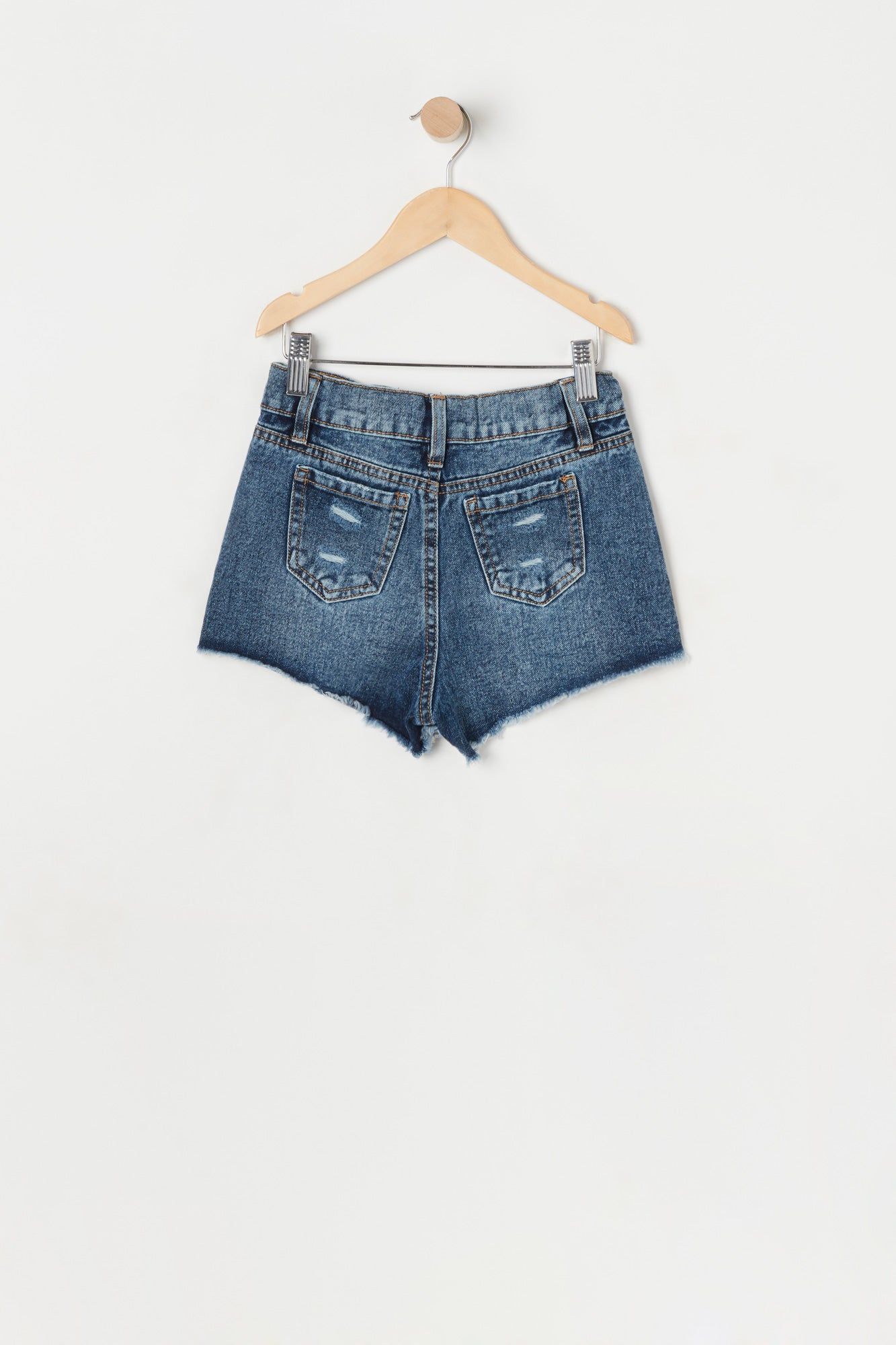 Girls Chelsea High-Rise Vintage Rip Dark Wash Short sold by Urban Planet product image thumbnail 2