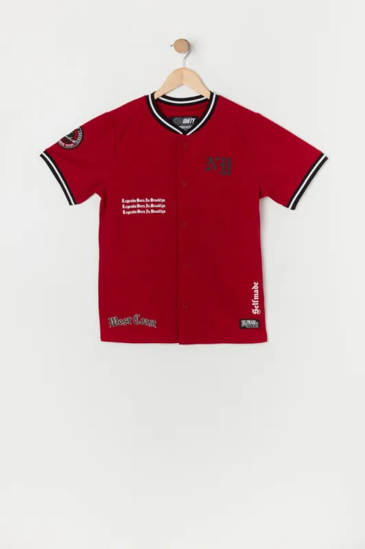 Boys Brooklyn Graphic Baseball Jersey sold by Urban Planet